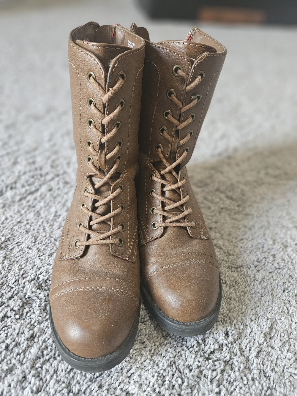Brown Lace-Up Women's Combat Boots